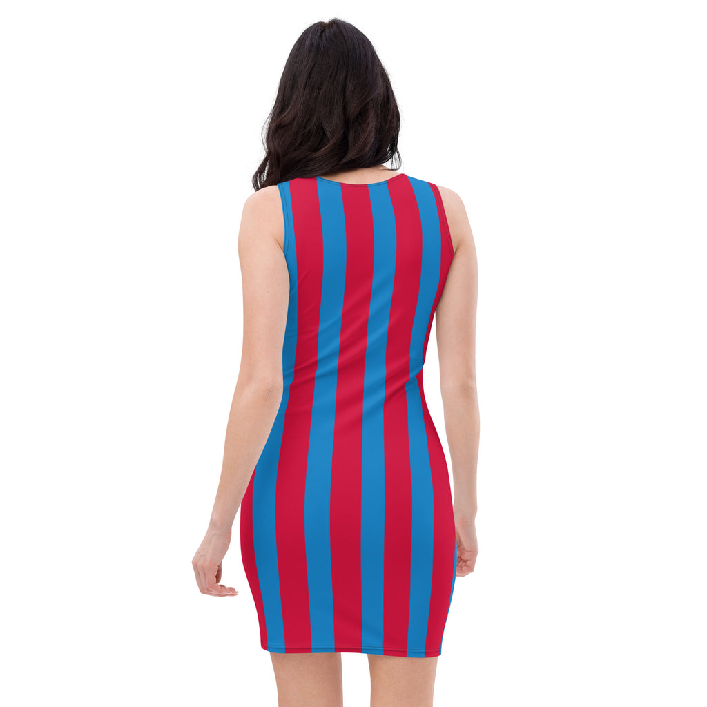 Crimson & Navy Blue Stripe Dress