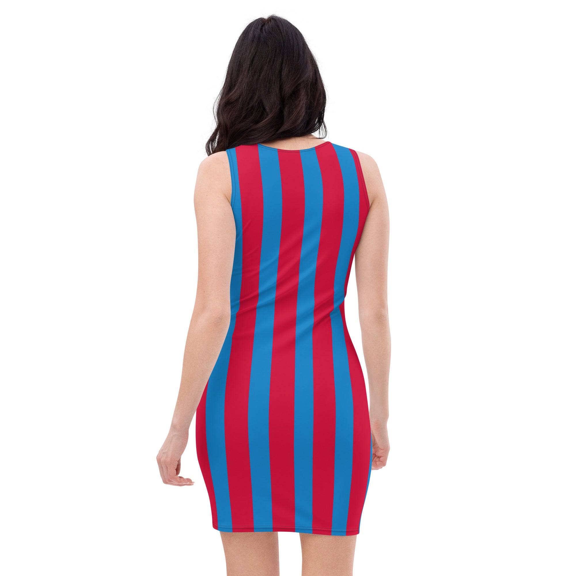 Crimson & Navy Blue Stripe Dress