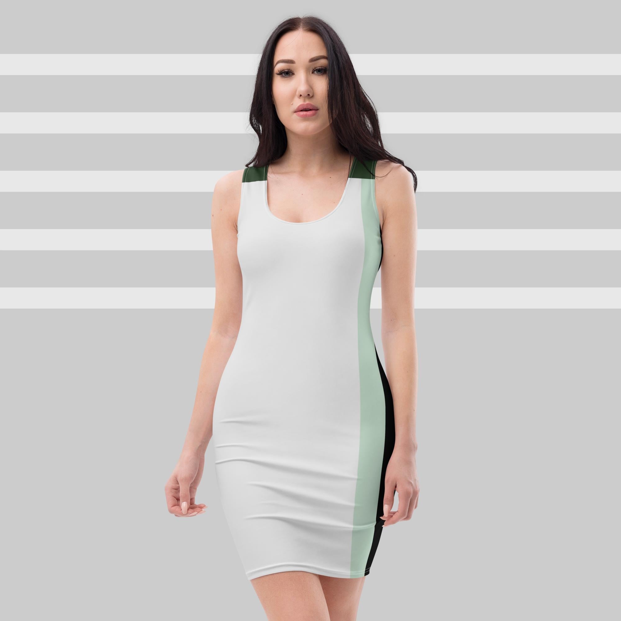 White with splash of Green Dress