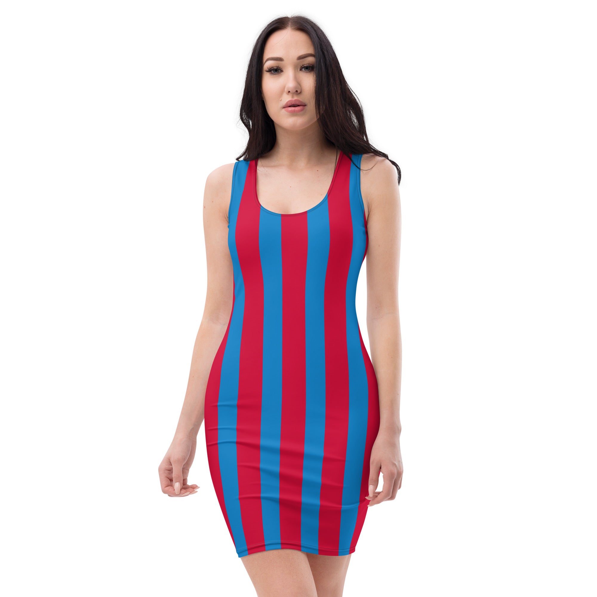 Crimson & Navy Blue Stripe Dress