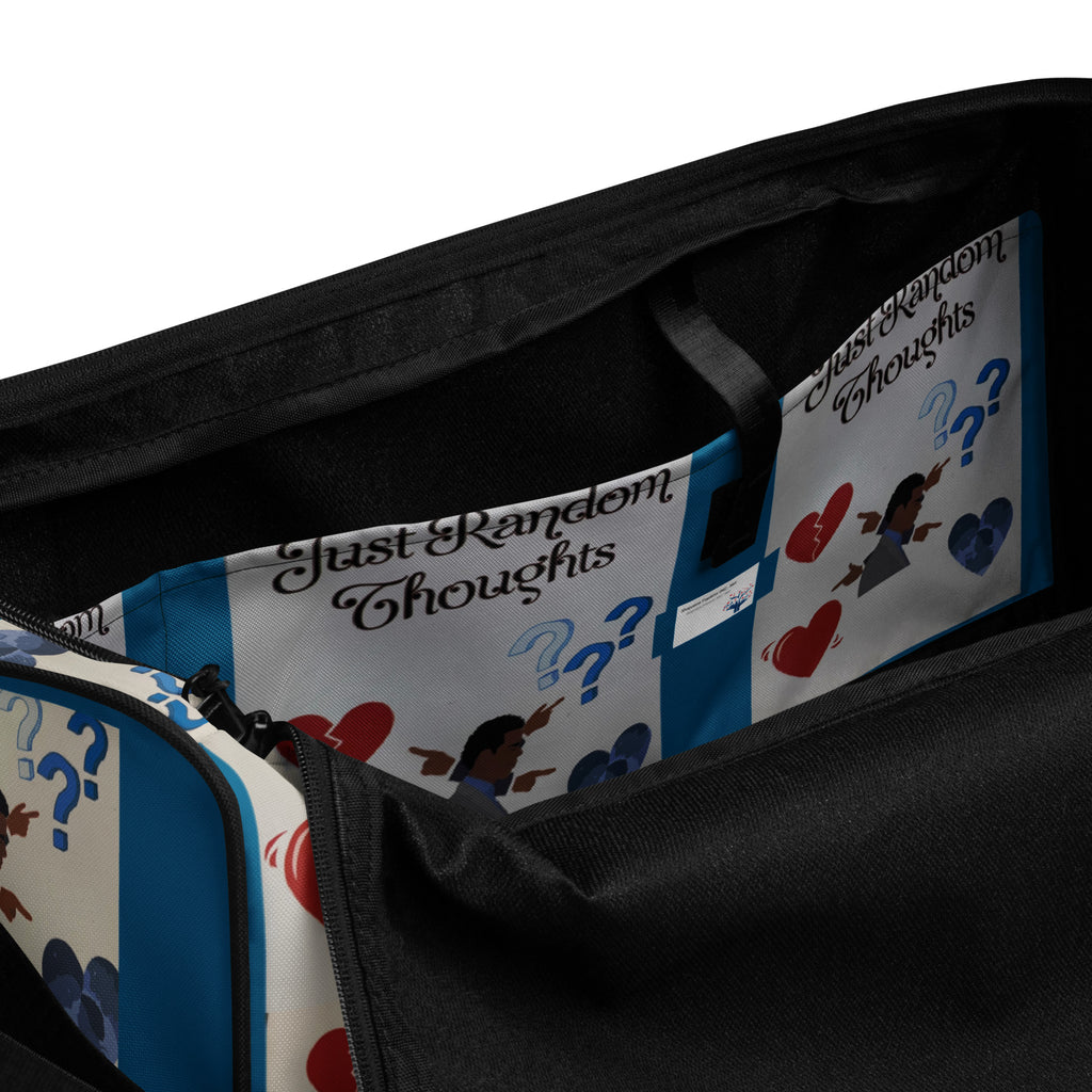 Blue Just random Thoughts Duffle bag