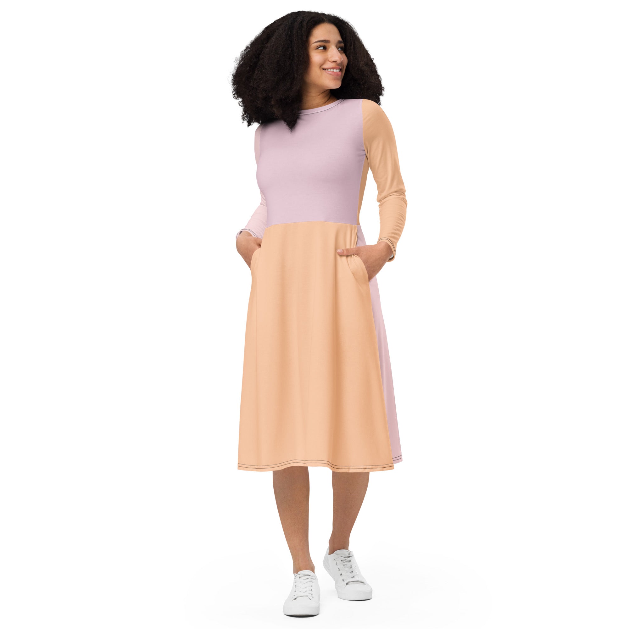 Peach & Light Pink Midi dress