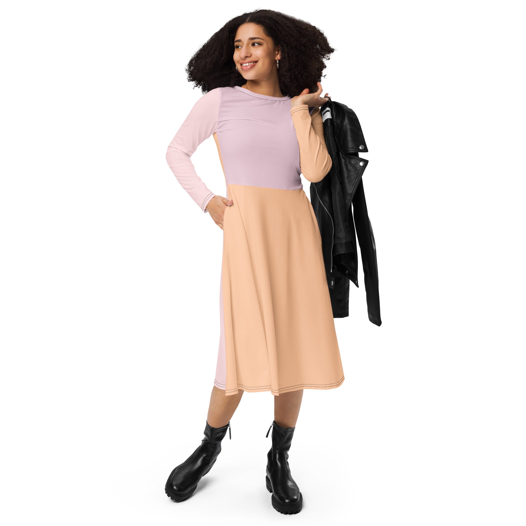 Peach & Light Pink Midi dress