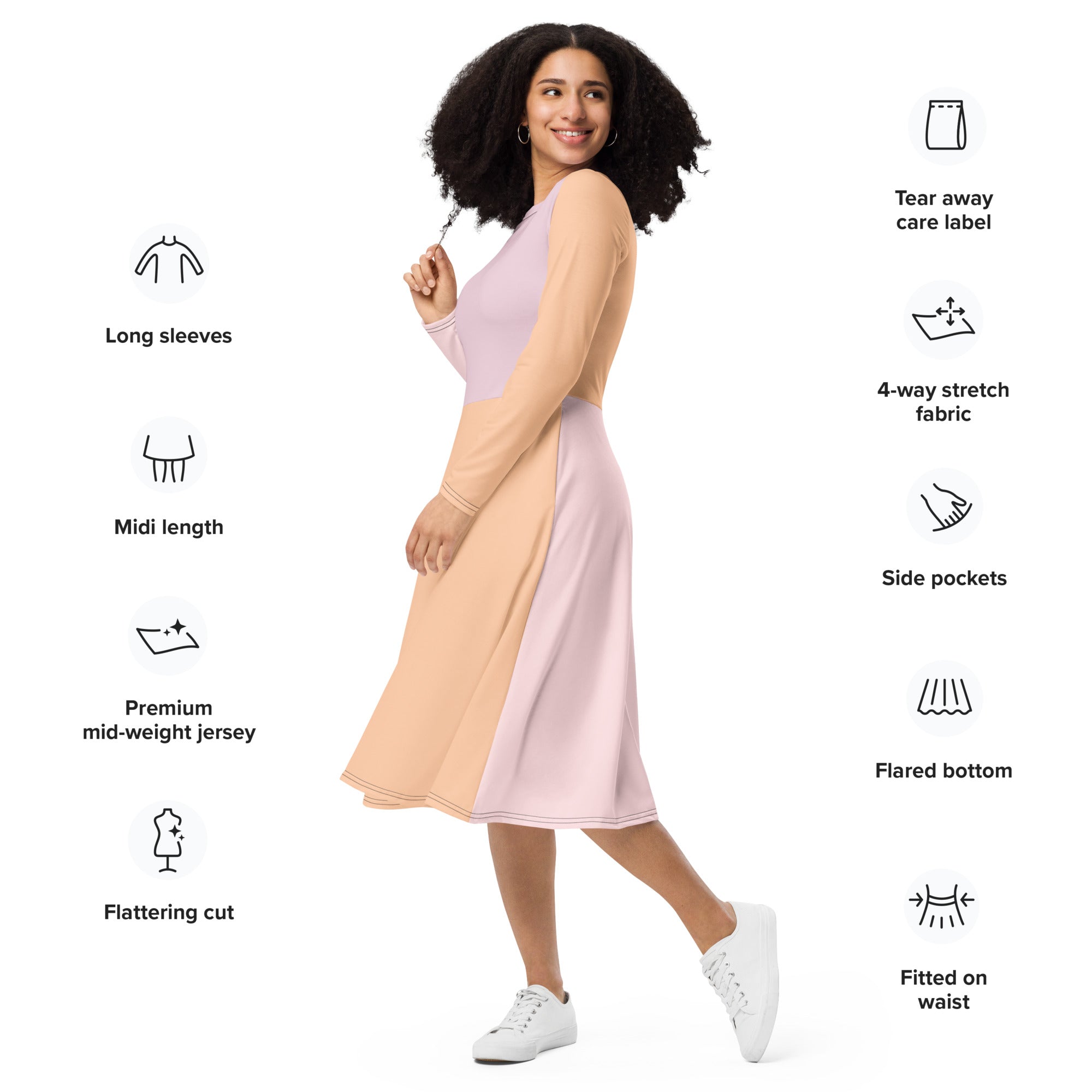 Peach & Light Pink Midi dress
