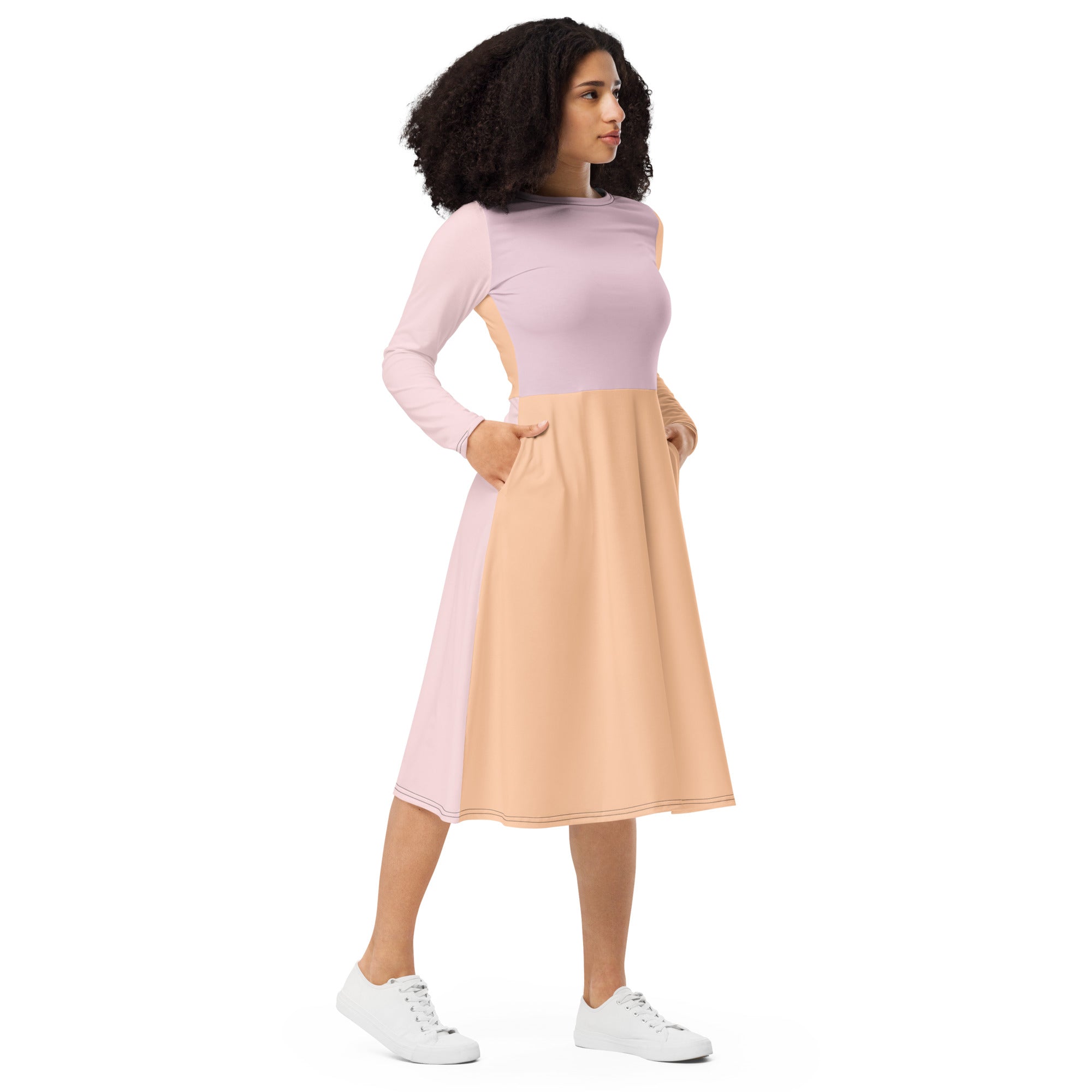 Peach & Light Pink Midi dress