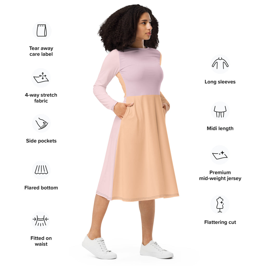 Peach & Light Pink Midi dress