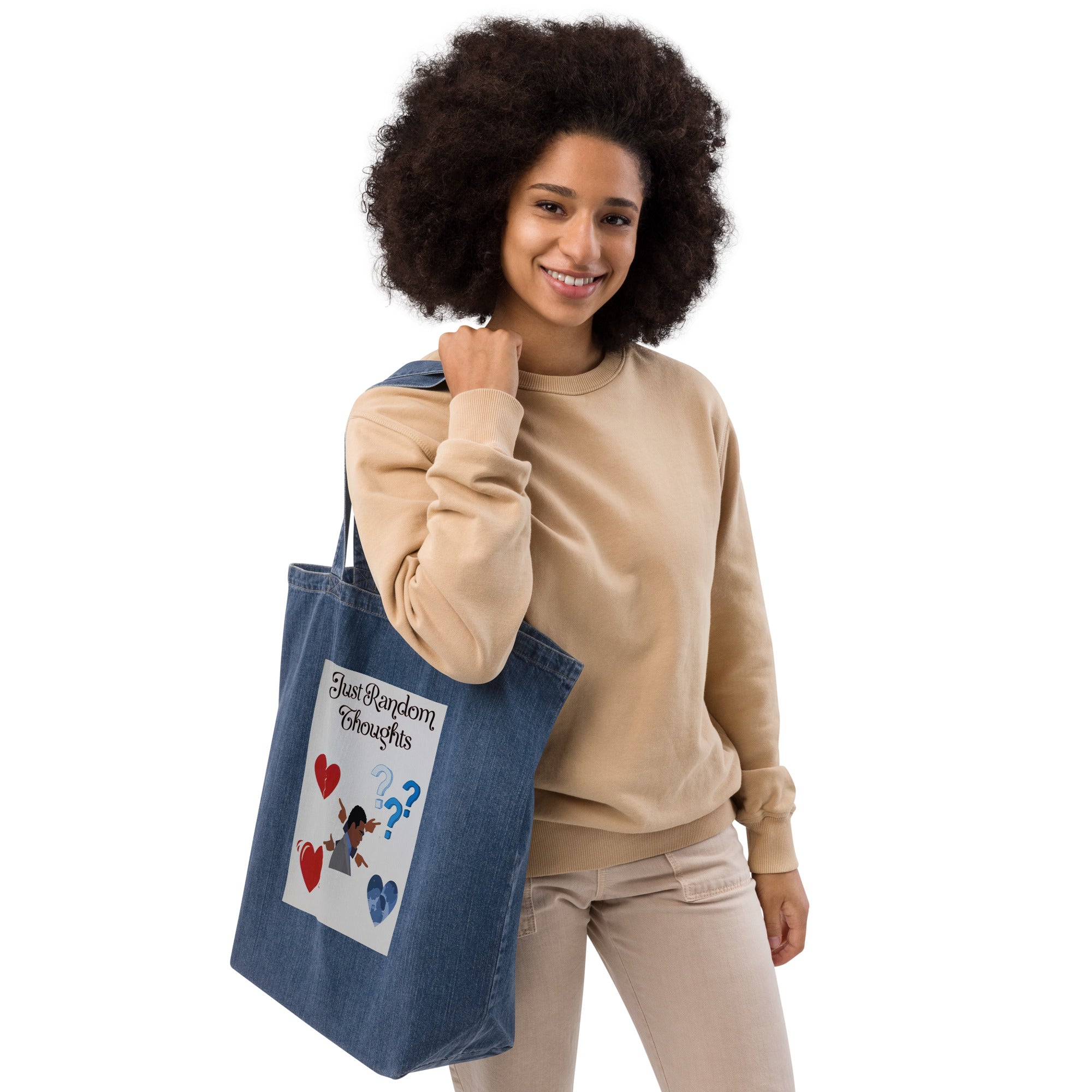 Just Random Thoughts Organic denim tote bag