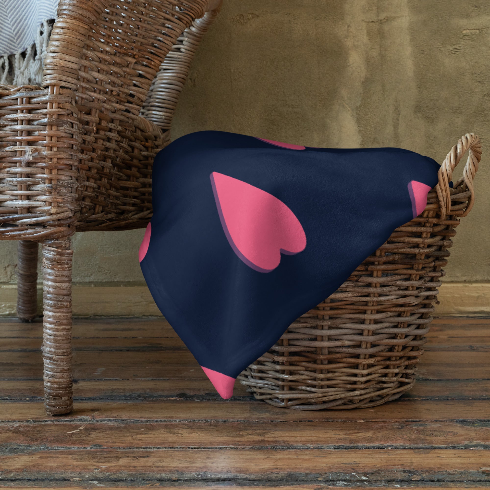 Pink Hearts Throw Blanket